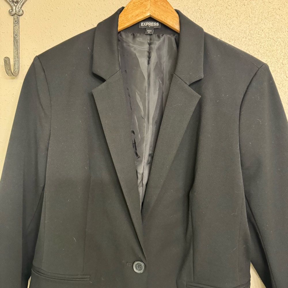 Express Women's Classic One Button Blazer Black 12 - Picture 4 of 10